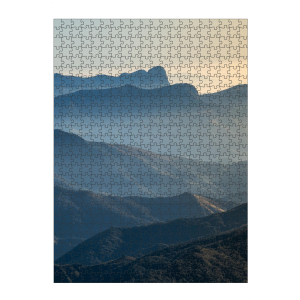 Puzzle Ravensburger "BERGE SCHATTEN IM NEBEL" artboxONE - Natur,Reise - Berge,Schatten,Silhouetten,Nebel,Farbverlauf,Natur,Landschaft - Bild berge