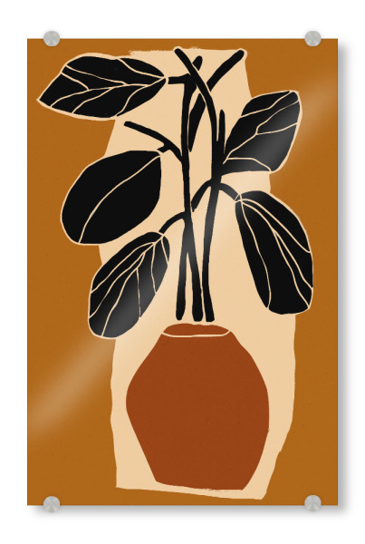 Acrylglasbild "Stillleben Mit Pflanze" artboxONE - Floral,Abstrakt,Für Mama - Blume,Blumen,Floral,Vase,Pflanze,Topf,Schlicht,Simpel,Illustration