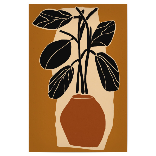 Poster "Stillleben Mit Pflanze" artboxONE - Floral,Abstrakt,Für Mama - Blume,Blumen,Floral,Vase,Pflanze,Topf,Schlicht,Simpel,Illustration