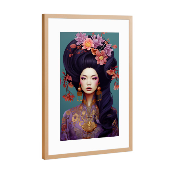 Poster mit Rahmen Kupfer "Asiatische Schönheit" artboxONE - Floral,Menschen,Reise / Asien