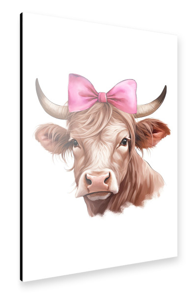 Alu-Dibond "Kuh mit rosa Schleife" 30x20 cm artboxONE