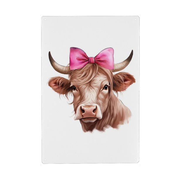 Holzbild "Kuh mit rosa Schleife" artboxONE - Tiere,Lustig