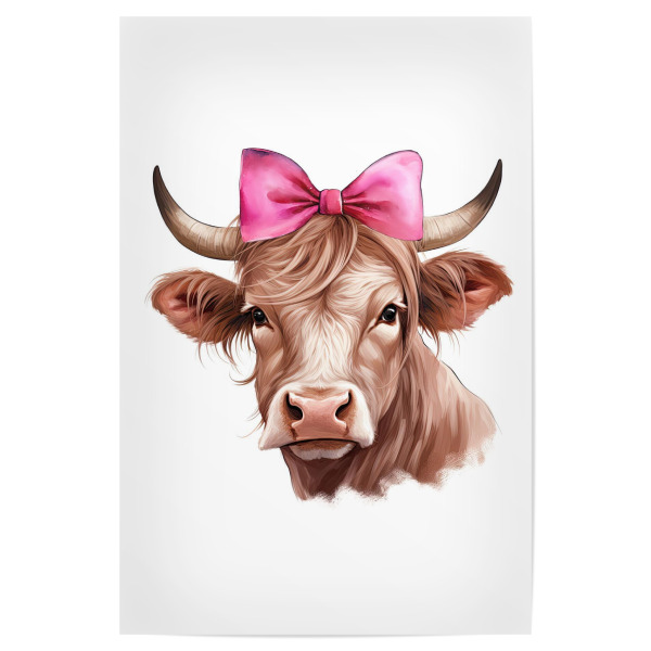 Poster "Kuh mit rosa Schleife" artboxONE - Tiere,Lustig