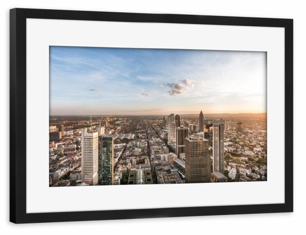 Poster mit Rahmen schwarz "Goldene Stunde Frankfurt" artboxONE - Städte,Architektur,Städte / Frankfurt
