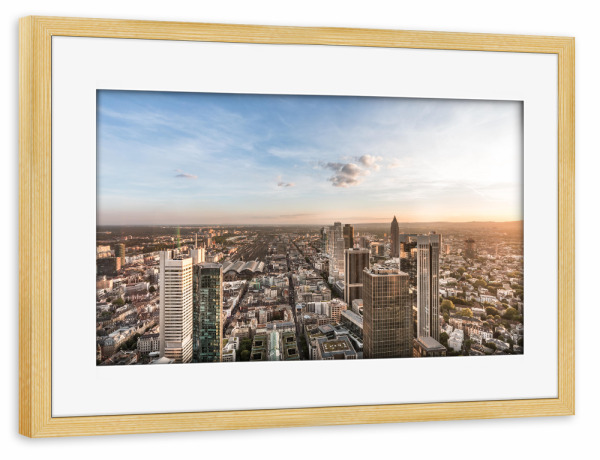 Poster mit Rahmen kiefer "Goldene Stunde Frankfurt" artboxONE - Städte,Architektur,Städte / Frankfurt