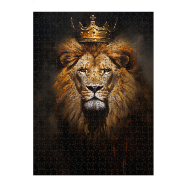 artboxONE Puzzle "Lion King Crown 2 (matart)" artboxONE - Tiere - Löwe,Löwen,Tier,Tiere,Natur,Wild,Tierwelt,König,Krone,Blumen - Bild löwe