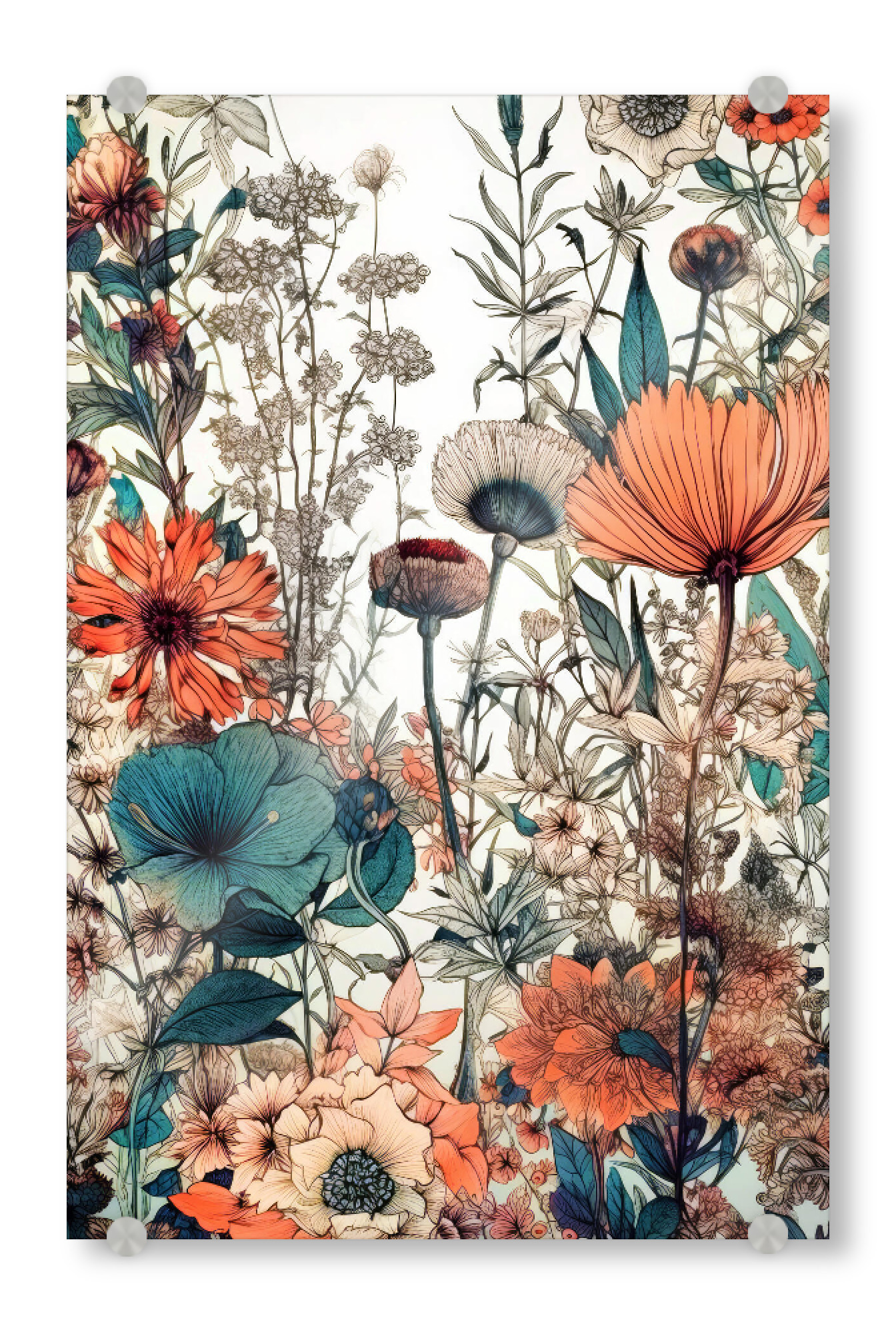 Acrylglasbild "Wiese voller Blumen G" artboxONE - Natur,Floral - Wiese,Natur,Blumen,Blumen,Botanische,Blätter,Blatt,Blumen