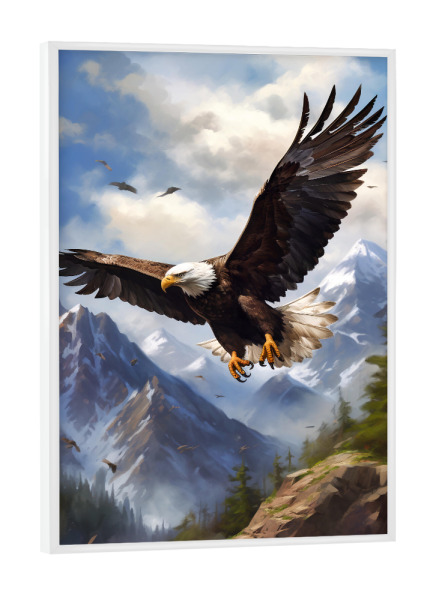 Poster mit weißem Rahmen "Eagle Mountains (matart)" artboxONE - Natur,Tiere - Adler,Vogel,Vögel,Tier,Tiere,Wild,Natur,Wald,Berge