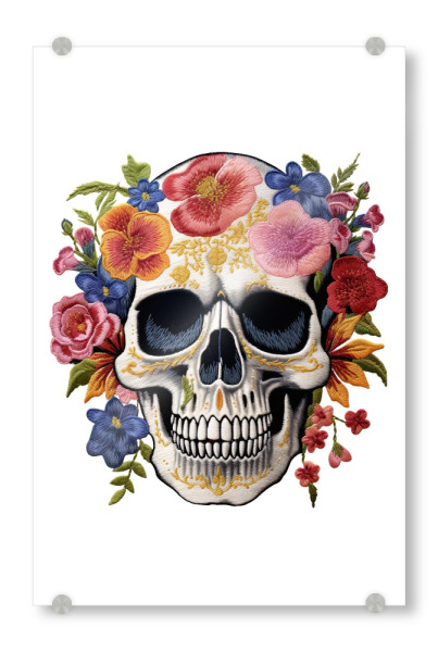 Acrylglasbild "Gotischer Blumenschädel" artboxONE - Floral,Abstrakt,Festivals,Halloween,Lustig