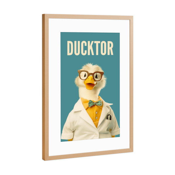 Poster mit Rahmen Kupfer "Ducktor" artboxONE - Tiere,Lustig - Ente,Arzt,Pop-art,Moderne kunst,Vögel,Humor,Lustig