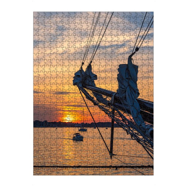 Puzzle Ravensburger "Sonnenuntergang, Schiffe, Warnow" artboxONE - Natur,Reise