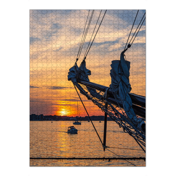 Puzzle Ravensburger "Sonnenuntergang, Schiffe, Warnow" artboxONE - Natur,Reise