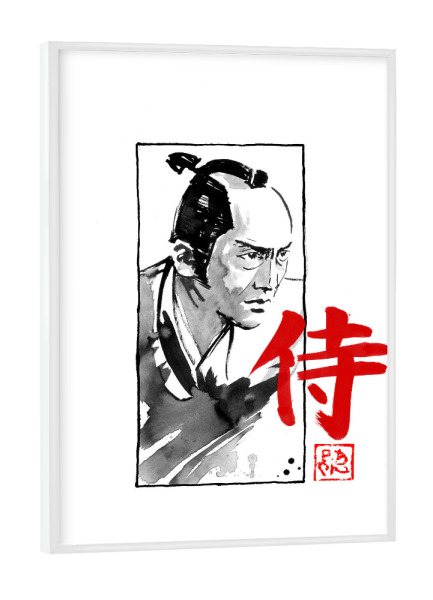Poster mit weißem Rahmen "Kumitate-Samurai" artboxONE - Reise / Asien - Samurai,Sumie,Japan,Kanji