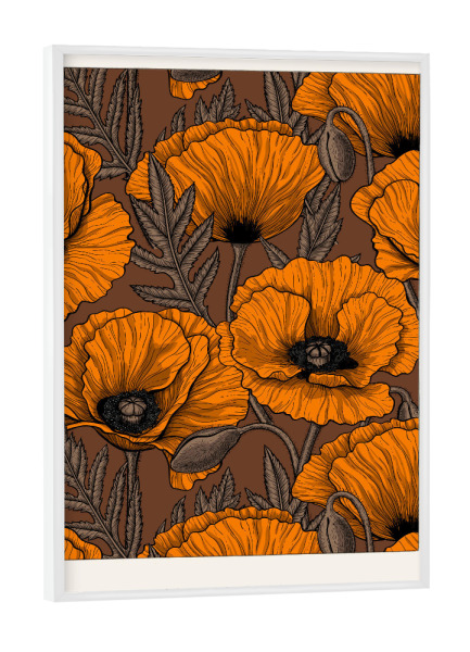 Poster mit weißem Rahmen "Kirilova - Orange Mohnblumen" artboxONE - Typografie,Natur,Floral