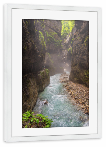 Poster mit Rahmen weiß "Felsen in der Partnachklamm" artboxONE - Natur,Reise