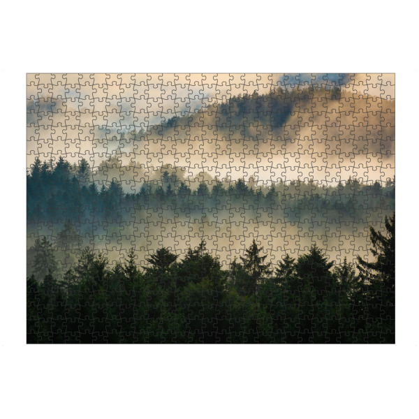 Puzzle Ravensburger "Nebel im Wald" artboxONE - Natur,Reise - Wald,Bayerischer wald,Bäume,Berge,Grafenau,Nebel,Sonnenuntergang,Bayern,Deutschland