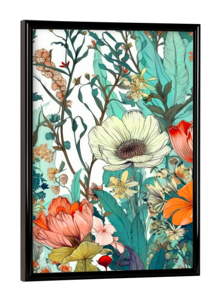 Poster mit schwarzem Rahmen "Wiese voller Blumen D" artboxONE - Natur,Floral - Wiese,Natur,Blumen,Blumen,Botanische,Blätter,Blatt,Blumen