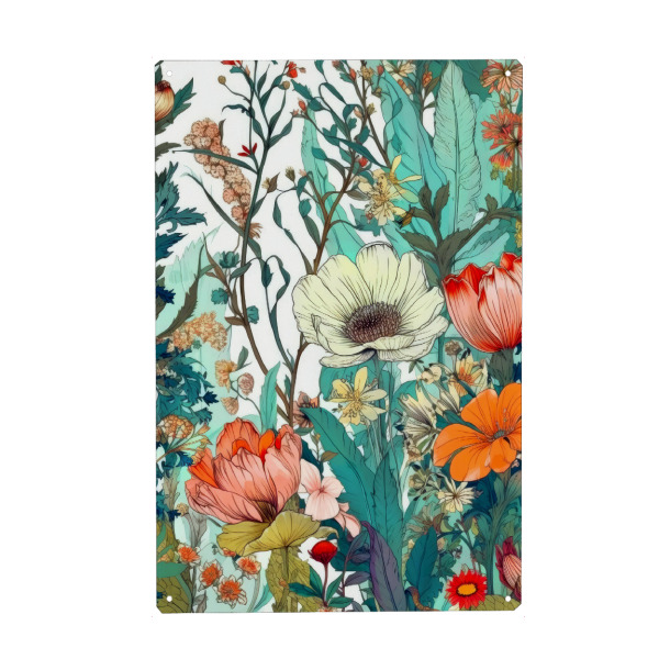 Metall Poster "Wiese voller Blumen D" artboxONE - Natur,Floral - Wiese,Natur,Blumen,Blumen,Botanische,Blätter,Blatt,Blumen - Blechschild