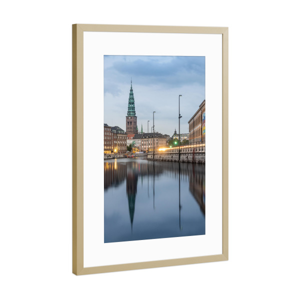 Poster mit Rahmen Gold "Kopenhagen Zentrum" artboxONE - Städte,Städte / København