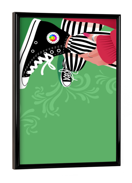 Poster mit schwarzem Rahmen "Happy Sneaker Girl" artboxONE - Für Kinder,Menschen