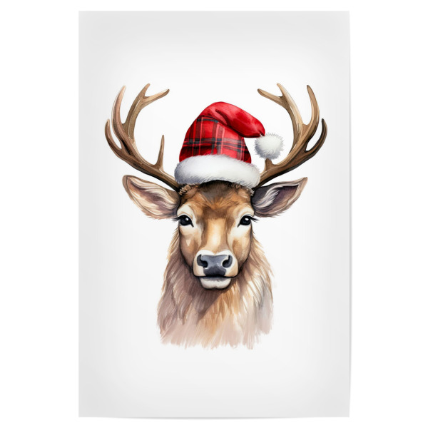 Poster 30x20 cm "Roter Weihnachtshirschhut" artboxONE - Tiere,Comic,Fashion,Weihnachten,Festivals