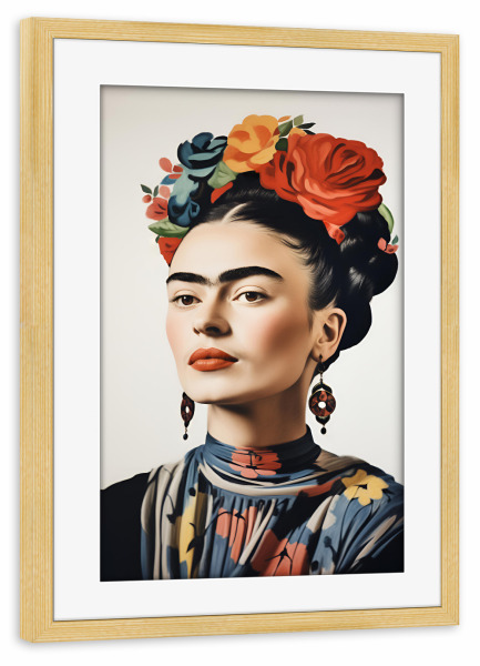 Poster mit Rahmen kiefer "Kahlo Love" artboxONE - Floral,Menschen,Fashion