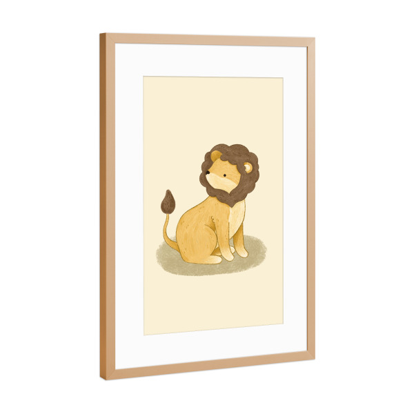 Poster mit Rahmen Kupfer "Anna Lunak - Löwe" artboxONE - Natur,Für Kinder,Tiere