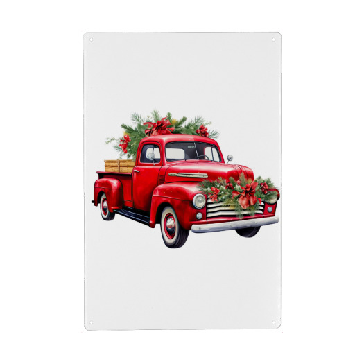 Red Christmas Truck Xmas Decor Art