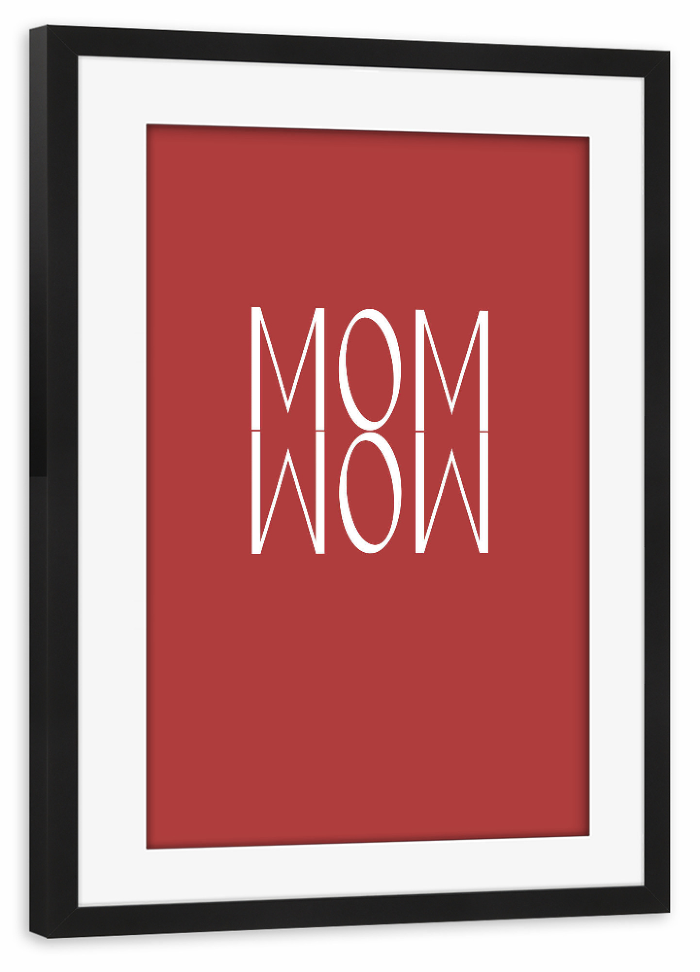 Poster mit Rahmen schwarz "MOM WOW rot-weiß" artboxONE - Typografie,Schwarzweiß,Liebe,Für Mama