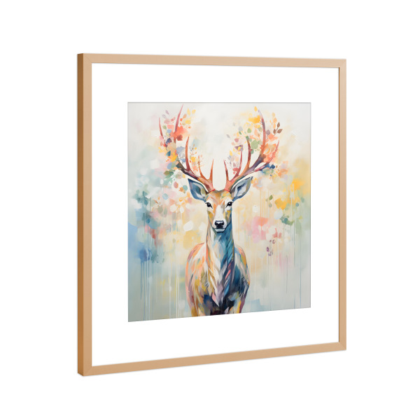 Poster mit Rahmen Kupfer "Hirsch Illustration" artboxONE - Floral,Tiere,Abstrakt