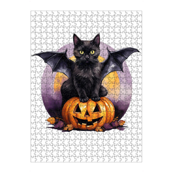 Puzzle Ravensburger "Black Bat Cat with Pumpkin" artboxONE - Tiere,Essen & Trinken,Festivals,Halloween