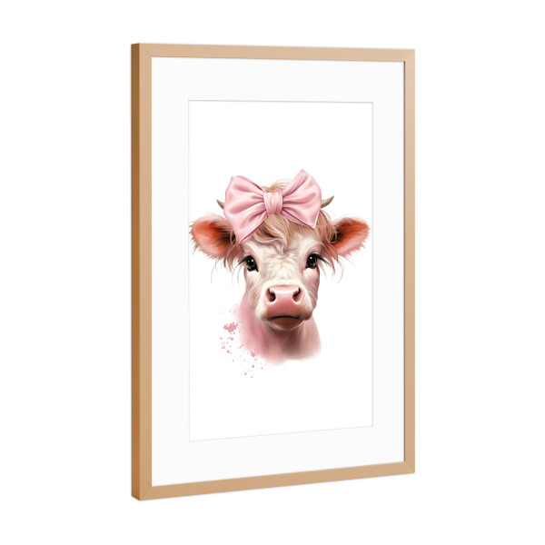 Poster mit Rahmen Kupfer "Little Pink Cow" artboxONE - Für Kinder,Tiere,Fashion,Für Mama,Festivals
