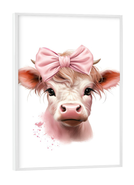 Poster mit weißem Rahmen "Little Pink Cow" artboxONE - Für Kinder,Tiere,Fashion,Für Mama,Festivals