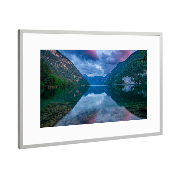 Poster mit Rahmen Silber "Sommerabend am Königssee" artboxONE - Natur,Reise