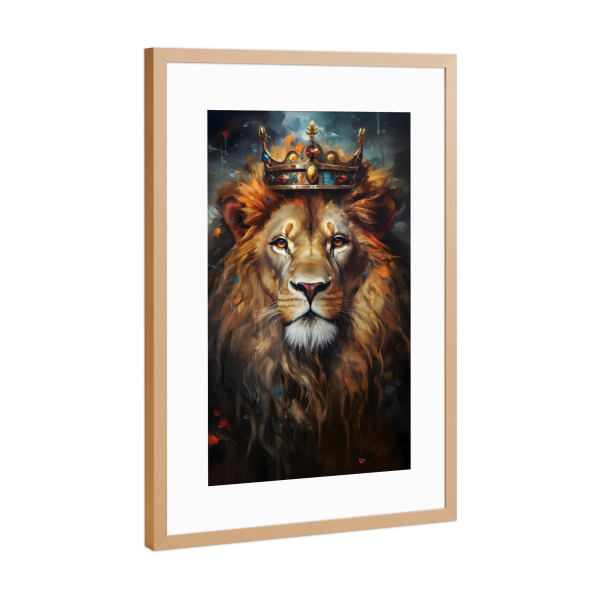 Poster mit Rahmen Kupfer "King of the Lions" artboxONE - Tiere,Reise / Afrika
