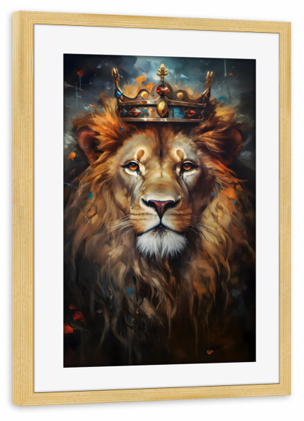 Poster mit Rahmen kiefer "King of the Lions" artboxONE - Tiere,Reise / Afrika