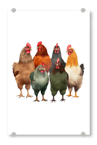 Acrylglasbild "Hühnergrafik" artboxONE - Für Kinder,Tiere,Für Mama,Festivals,Lustig