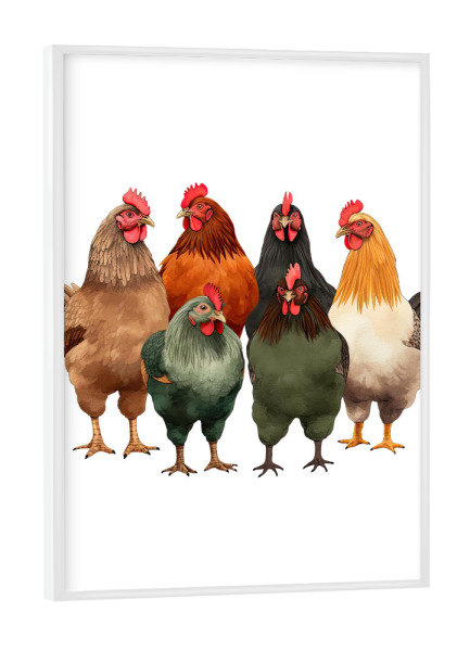 Poster mit weißem Rahmen "Hühnergrafik" artboxONE - Für Kinder,Tiere,Für Mama,Festivals,Lustig