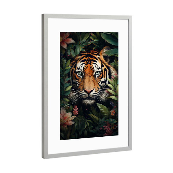 Poster mit Rahmen Silber "Tiger Flowers (matart)" artboxONE - Natur,Tiere