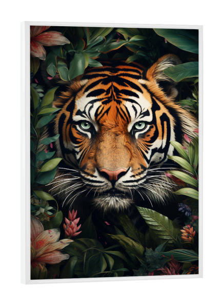Poster mit weißem Rahmen "Tiger Flowers (matart)" artboxONE - Natur,Tiere