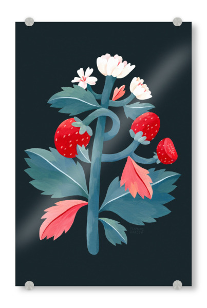 Acrylglasbild "Flaming Garden - Strawberry Tree" artboxONE - Natur,Floral,Essen & Trinken / Obst & Gemüse