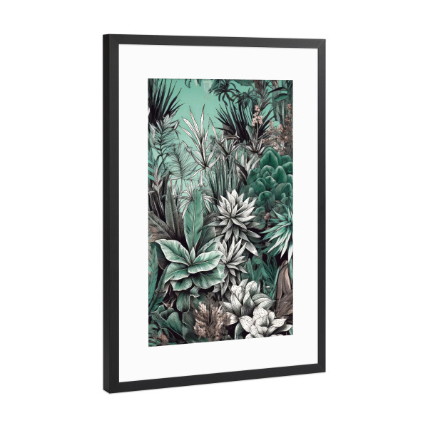Poster mit Rahmen Schwarz (Metallic) "Tropische Flora A" artboxONE - Natur,Floral - Tropisch,Tropische blätter,Natur,Naturliebhaber,Botanisch