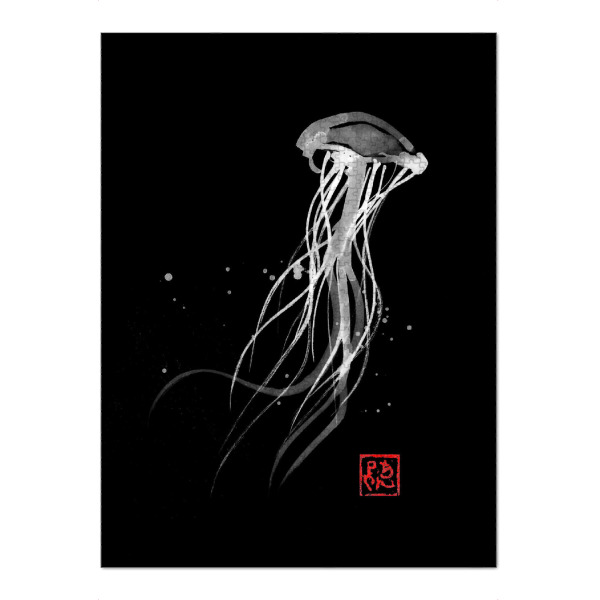 Puzzle Ravensburger "Qualle in Schwarz" artboxONE - Tiere - Quallen,Sumie,Japan - Bild quallen