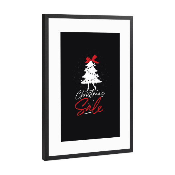 Poster mit Rahmen Schwarz (Metallic) "Christbaumspielzeug schwarz" artboxONE - Typografie,Reise,Weihnachten