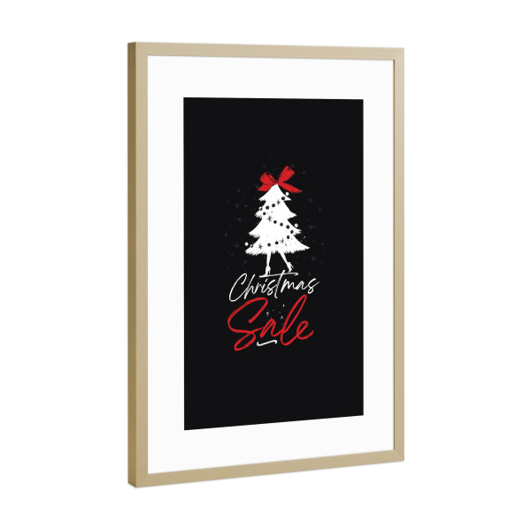 Poster mit Rahmen Gold "Christbaumspielzeug schwarz" artboxONE - Typografie,Reise,Weihnachten