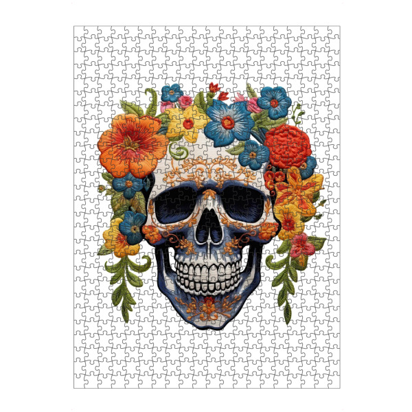 artboxONE Puzzle "Skelett-Schädel-Blumen-Designs" artboxONE - Floral,Abstrakt,Fashion,Halloween