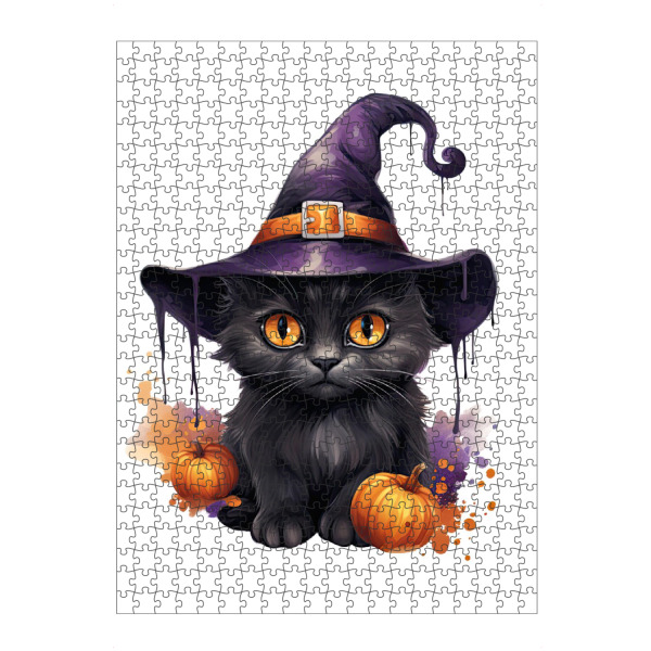 Puzzle Ravensburger "Schwarze Katze mit Hexenhut" artboxONE - Tiere,Essen & Trinken,Festivals,Halloween