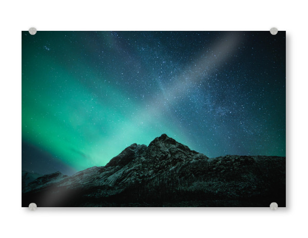 Acrylglasbild "Aurora Mountain" artboxONE - Natur,Galaxy