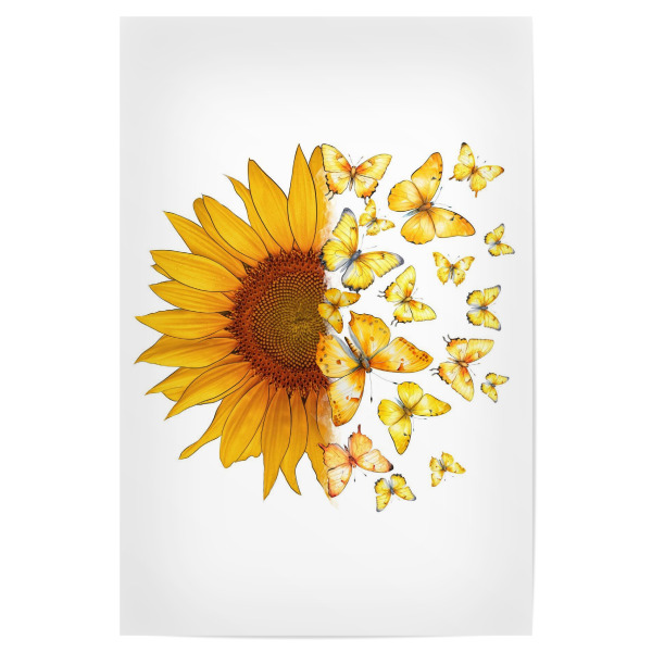 Poster 30x20 cm "Sonnenblumengelbe Schmetterlinge" artboxONE - Floral,Tiere,Abstrakt,Für Mama,Lustig