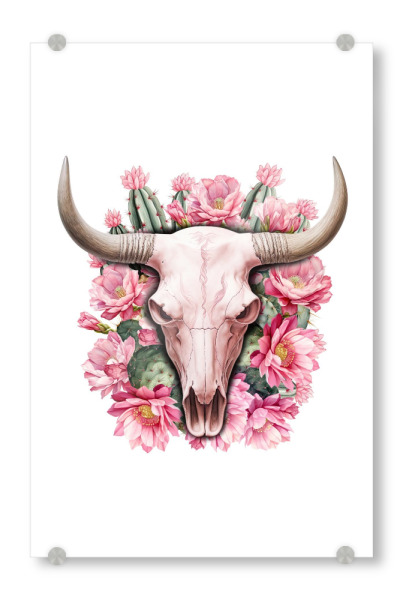 Acrylglasbild "Western Floral Cow Skull" artboxONE - Floral,Abstrakt,Fashion,Festivals,Lustig